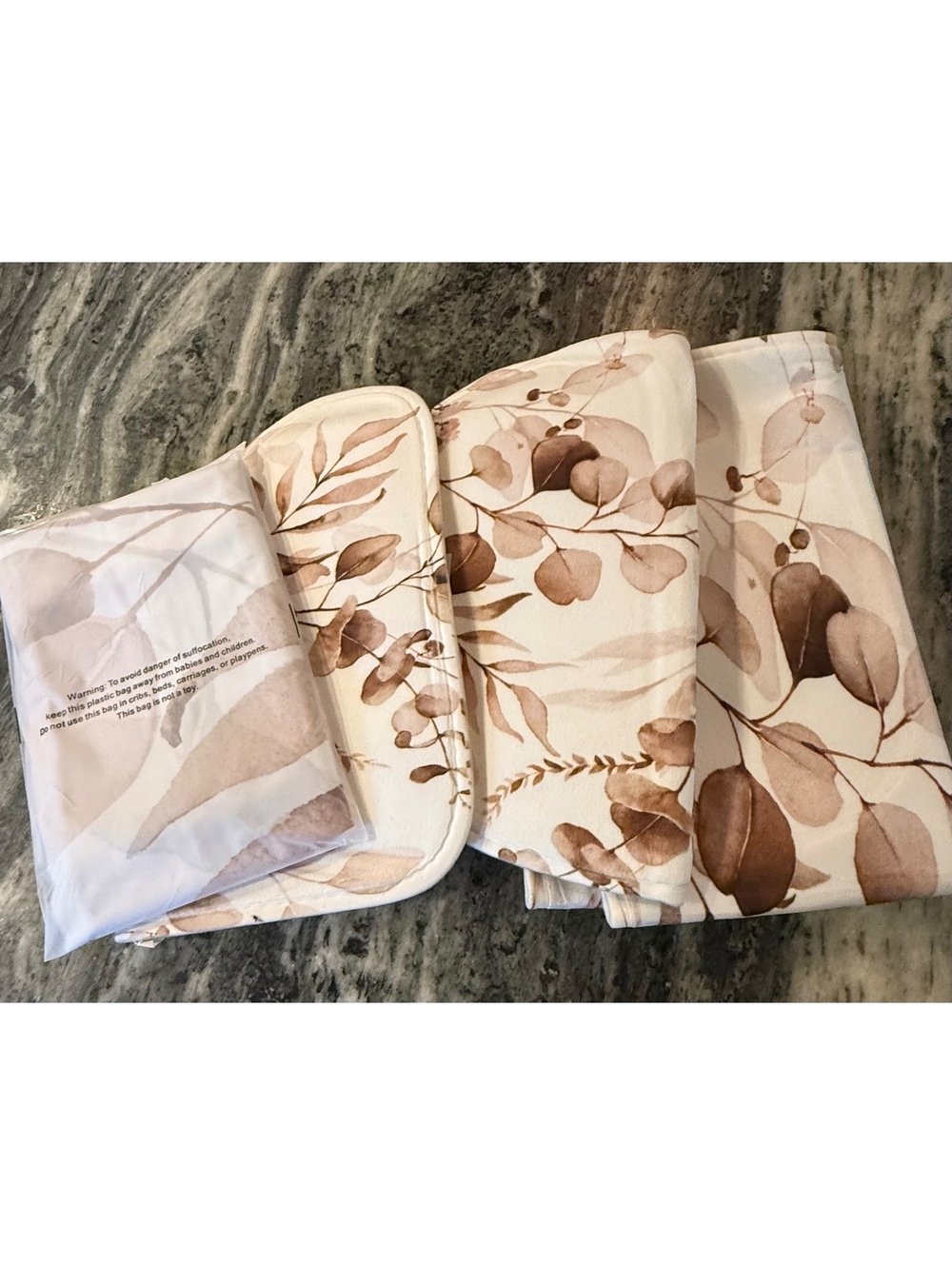 4 Pcs Brown Plant Shower Curtain Set with Non-Slip Rugs,